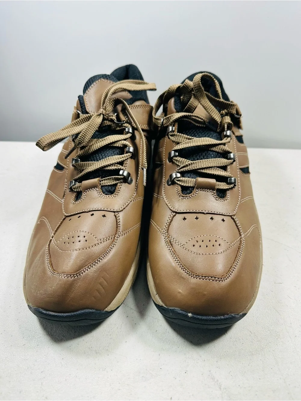 Orthofeet Bio Feet Brown Leather Shreveport Tie-Less Support Shoes Men's Size 14